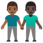 Google 플랫폼을 위한 men holding hands: medium-dark skin tone, dark skin tone