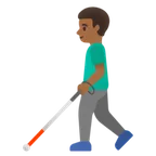 man with white cane: medium-dark skin tone alustalla Google