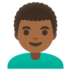 man: medium-dark skin tone, curly hair สำหรับแพลตฟอร์ม Google
