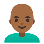 man: medium-dark skin tone, bald alustalla Google
