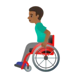 man in manual wheelchair: medium-dark skin tone für Google Plattform