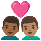 couple with heart: man, man, medium-dark skin tone, medium skin tone für Google Plattform