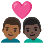 couple with heart: man, man, medium-dark skin tone, dark skin tone para a plataforma Google