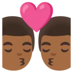 kiss: man, man, medium-dark skin tone for Google platform
