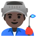 man factory worker: dark skin tone สำหรับแพลตฟอร์ม Google