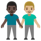 Google 플랫폼을 위한 men holding hands: dark skin tone, medium-light skin tone