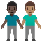 men holding hands: dark skin tone, medium skin tone per la piattaforma Google