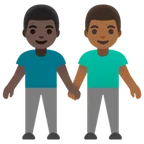 Google 플랫폼을 위한 men holding hands: dark skin tone, medium-dark skin tone