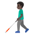 man with white cane: dark skin tone for Google-plattformen
