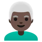 Google platformu için man: dark skin tone, white hair
