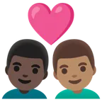couple with heart: man, man, dark skin tone, medium skin tone für Google Plattform