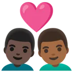 couple with heart: man, man, dark skin tone, medium-dark skin tone para a plataforma Google