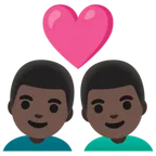 couple with heart: man, man, dark skin tone pentru platforma Google