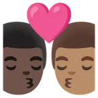 Google প্ল্যাটফর্মে জন্য kiss: man, man, dark skin tone, medium skin tone