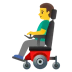 man in motorized wheelchair voor Google platform
