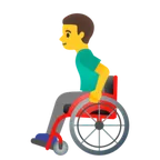 man in manual wheelchair til Google platform