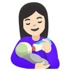 woman feeding baby: light skin tone لمنصة Google