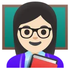 woman teacher: light skin tone untuk platform Google