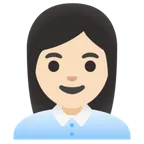 woman office worker: light skin tone untuk platform Google
