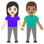woman and man holding hands: light skin tone, medium skin tone für Google Plattform