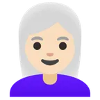 woman: light skin tone, white hair untuk platform Google