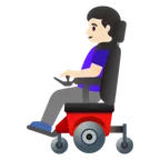 woman in motorized wheelchair: light skin tone لمنصة Google