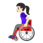 woman in manual wheelchair: light skin tone สำหรับแพลตฟอร์ม Google