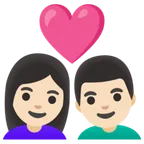 Google প্ল্যাটফর্মে জন্য couple with heart: woman, man, light skin tone
