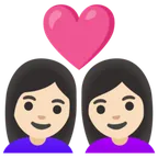 couple with heart: woman, woman, light skin tone για την πλατφόρμα Google
