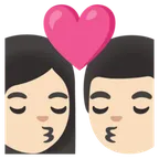 kiss: woman, man, light skin tone für Google Plattform