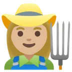 Google dla platformy woman farmer: medium-light skin tone
