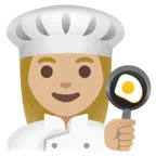 woman cook: medium-light skin tone สำหรับแพลตฟอร์ม Google
