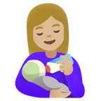 woman feeding baby: medium-light skin tone สำหรับแพลตฟอร์ม Google