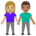 woman and man holding hands: medium-light skin tone, medium skin tone για την πλατφόρμα Google