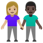 Google dla platformy woman and man holding hands: medium-light skin tone, dark skin tone
