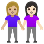Google dla platformy women holding hands: medium-light skin tone, light skin tone