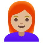 woman: medium-light skin tone, red hair สำหรับแพลตฟอร์ม Google
