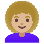 Google dla platformy woman: medium-light skin tone, curly hair