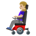 woman in motorized wheelchair: medium-light skin tone สำหรับแพลตฟอร์ม Google