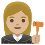 woman judge: medium-light skin tone สำหรับแพลตฟอร์ม Google