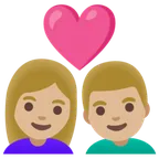 couple with heart: woman, man, medium-light skin tone para a plataforma Google