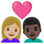 couple with heart: woman, man, medium-light skin tone, dark skin tone für Google Plattform