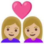 couple with heart: woman, woman, medium-light skin tone สำหรับแพลตฟอร์ม Google