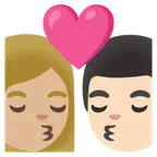 kiss: woman, man, medium-light skin tone, light skin tone für Google Plattform