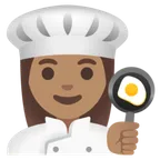 woman cook: medium skin tone สำหรับแพลตฟอร์ม Google