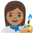 woman artist: medium skin tone สำหรับแพลตฟอร์ม Google