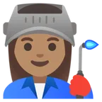 Google platformu için woman factory worker: medium skin tone