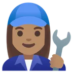 woman mechanic: medium skin tone สำหรับแพลตฟอร์ม Google