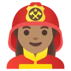 woman firefighter: medium skin tone pentru platforma Google