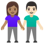 Google 플랫폼을 위한 woman and man holding hands: medium skin tone, light skin tone